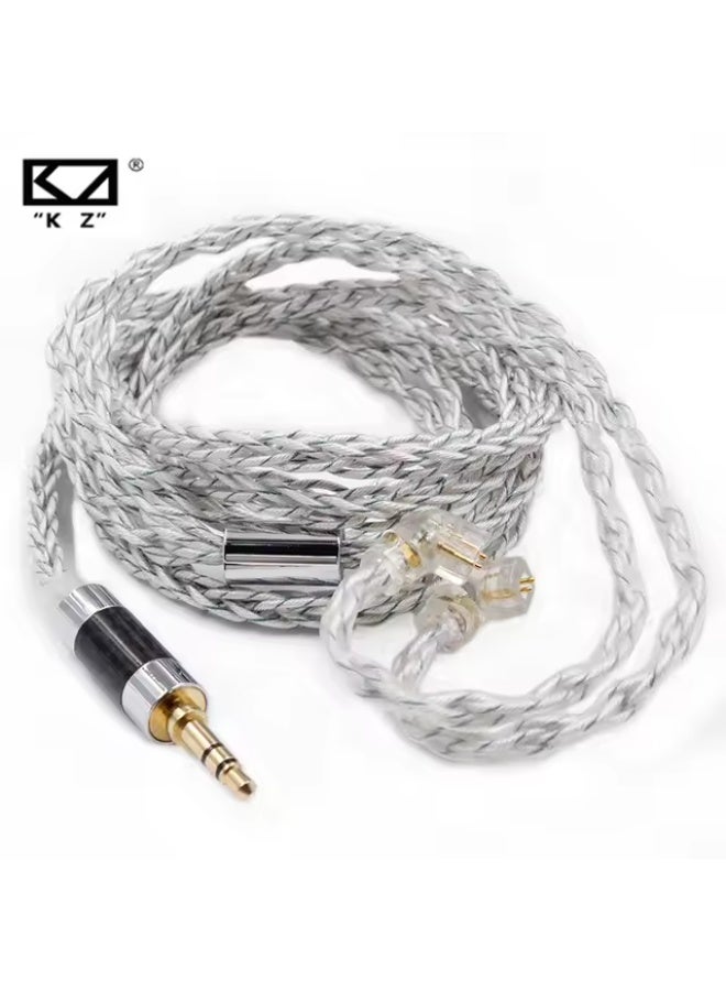 كي زد كابل صوت كي زد بتركيب 784 نواة بلون أزرق-فضي مطلي بالفضة، كابل ترقية صوت هاي فاي عالي النقاء، بمقبس 3.5mm وموصل ثنائي الدبوس، كابل استبدال منخفض الفقد وعالي النقاء لسماعات كي زد داخل الأذن - Image 1